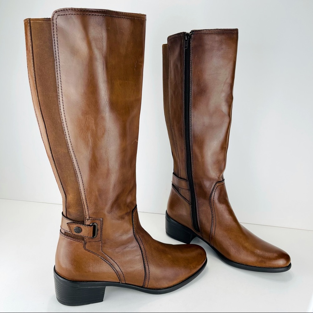📌SOLD📌 BUSSOLA STYLE ANTWERPEN TAN LEATHER TALL BOOTS - Picture 1 of 16